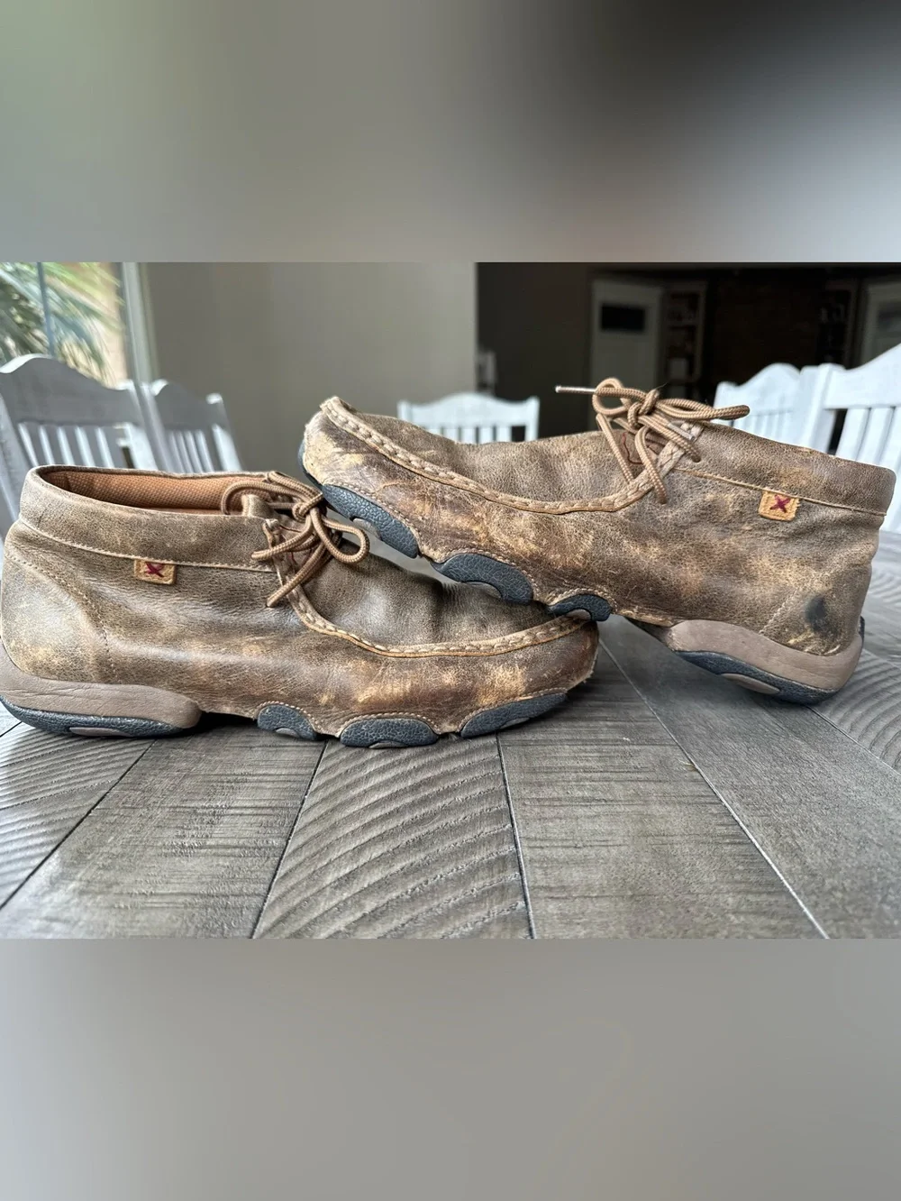 Twisted X Driving Leather Moccasin Chukka Distressed Boots Men’s Size 10.5